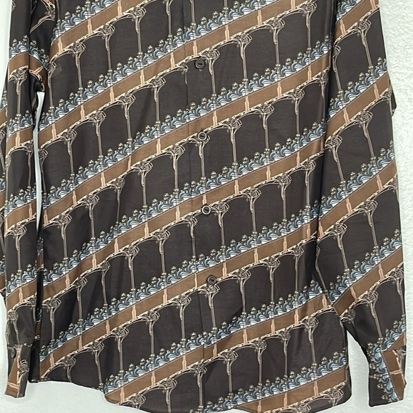 Kennington LTD California Vintage 70's Brown Long Sleeve Shirt Disco Medium - Picture 2 of 5